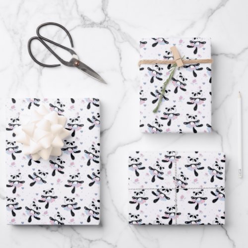 Cute Ballerina Panda Bears Ballet Dance  Wrapping Paper Sheets