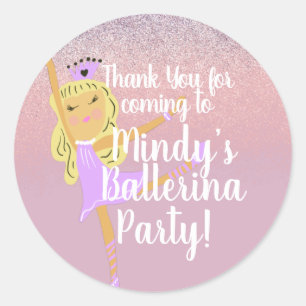 Cute Ballerina Party Doodle Classic Round Sticker