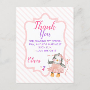 Cute Ballerina Penguin Birthday Thank You Postcard