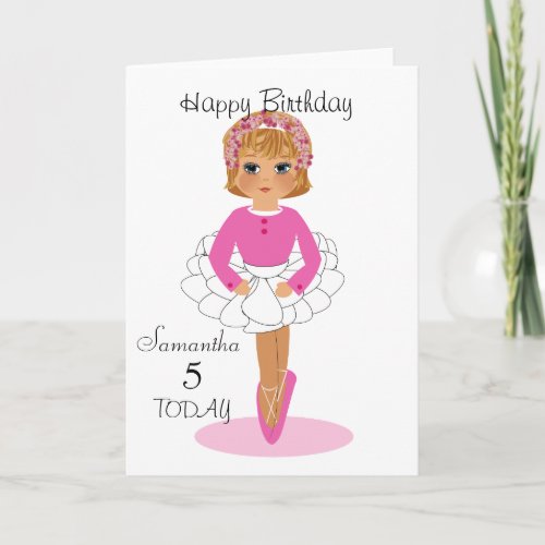 Cute Ballerina Personalized Birthday Card