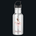 Cute Ballerina Personalized Name School  Stainless Steel Water Bottle<br><div class="desc">This cute personalized name school water bottle features a watercolor illustration of a ballerina holding lovely flowers. Perfect for kindergarten,  preschool or primary school. Personalize it with your little girl's name in script typography.</div>