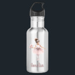 Cute Ballerina Personalized Name School  Stainless Steel Water Bottle<br><div class="desc">This cute personalized name school water bottle features a watercolor illustration of a ballerina holding lovely flowers. Perfect for kindergarten,  preschool or primary school. Personalize it with your little girl's name in script typography.</div>