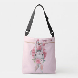 Cute Ballerina Pink Ballet Bunny Personalized Crossbody Bag