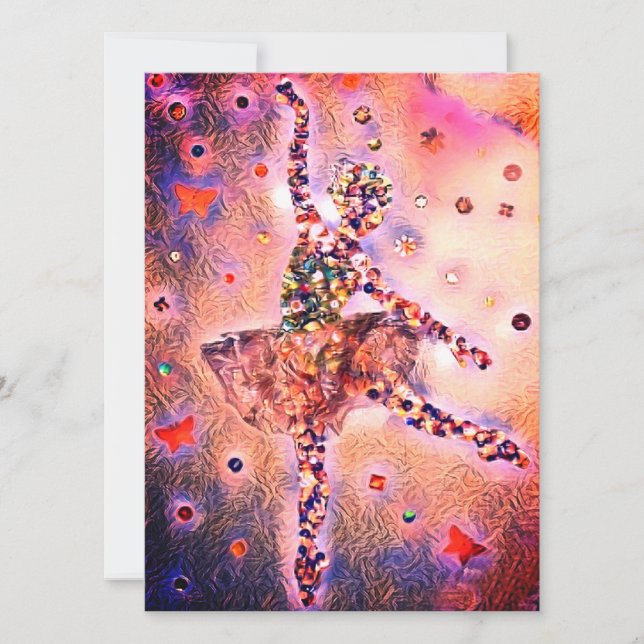 Cute Ballerina Pink Fairy Dancer Holiday Card (Front)