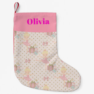 cute ballerina pink small christmas stocking