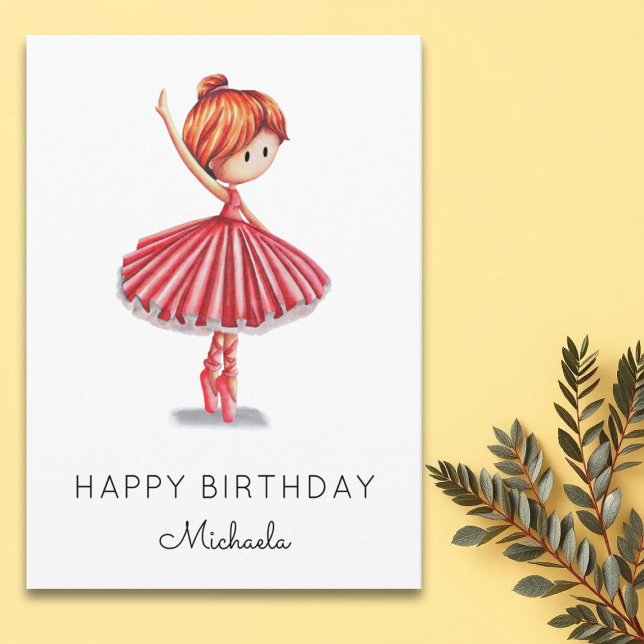 Cute Ballerina Pink Tutu Girl Birthday  Card (Creator Uploaded)