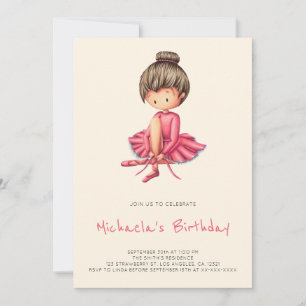 Cute Ballerina Pink Tutu Slippers Girl Birthday Invitation