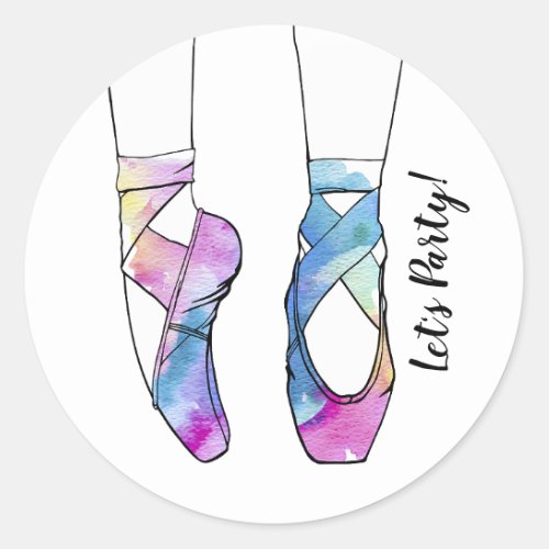 Cute Ballerina Shoes Watercolor Ballet Birthday Classic Round Sticker