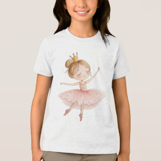 Cute Ballerina Starry Tutu Gold Crown Watercolor Tri-Blend Shirt