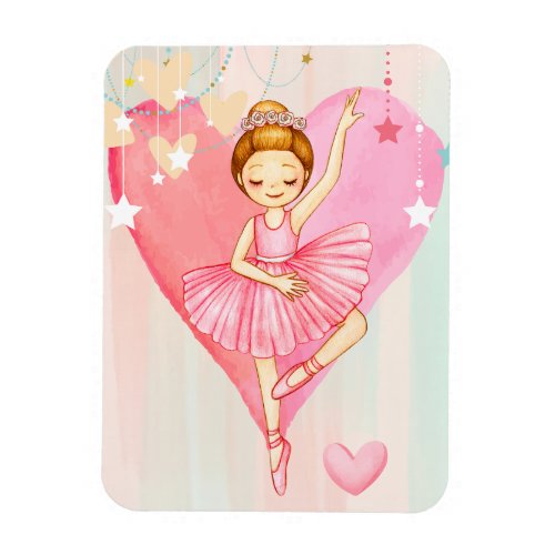 Cute Ballerina Stars and Hearts Flexible Magnet