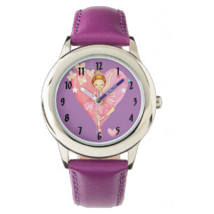 Cute Ballerina Stars Hearts Purple Girls Watch