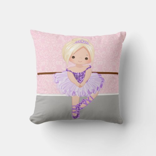 Cute Ballerina Throw Pillow