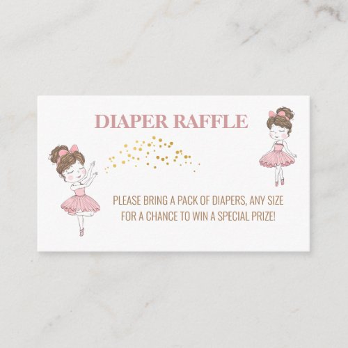 Cute ballerina tutu glitter blush diaper raffle enclosure card