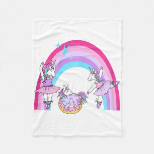 Cute Ballerina Unicorns Dancing Under A Rainbow Fleece Blanket