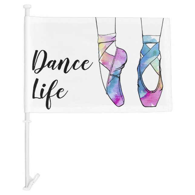 Cute Ballerina Watercolor Ballet Car Flag (Front)