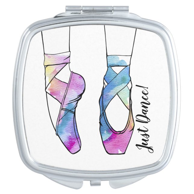 Cute Ballerina Watercolor Ballet Compact Mirror (Front)
