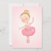 Cute Ballerina Watercolor Pink Gold Girl Birthday Invitation (Back)