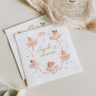 Cute Ballerinas Birthday Invitation Napkins