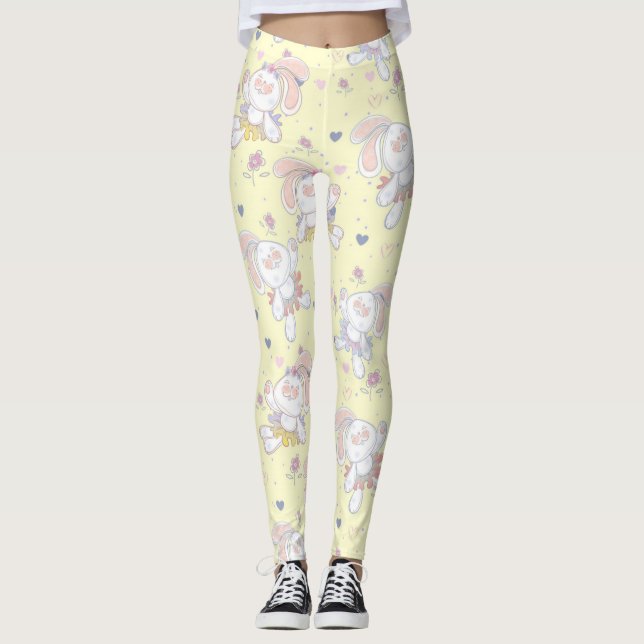 Cute Ballerinas Bunnies Leggings (Front)