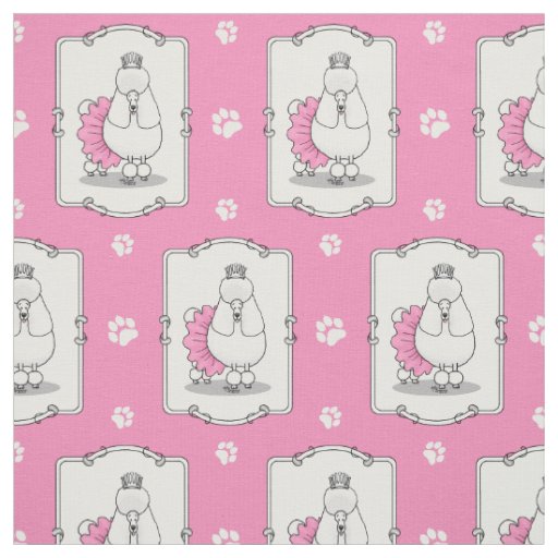 Cute Ballet Ballerina Princess Poodle Dog (white) Fabric
