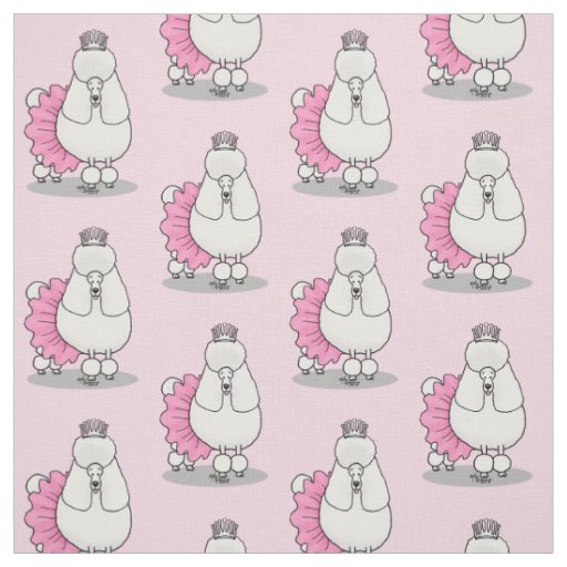 Cute Ballet Ballerina Princess Poodle Dog (white) Fabric
