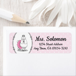 Cute Ballet Ballerina Princess Poodle Dog (white) Label