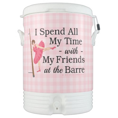 Cute Ballet Barre Funny Ballerina Dancer Gingham Beverage Cooler