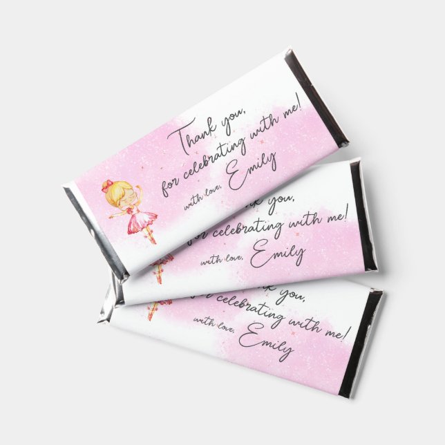 Cute Ballet Birthday Party Thank you Hershey Bar Favors (Front)