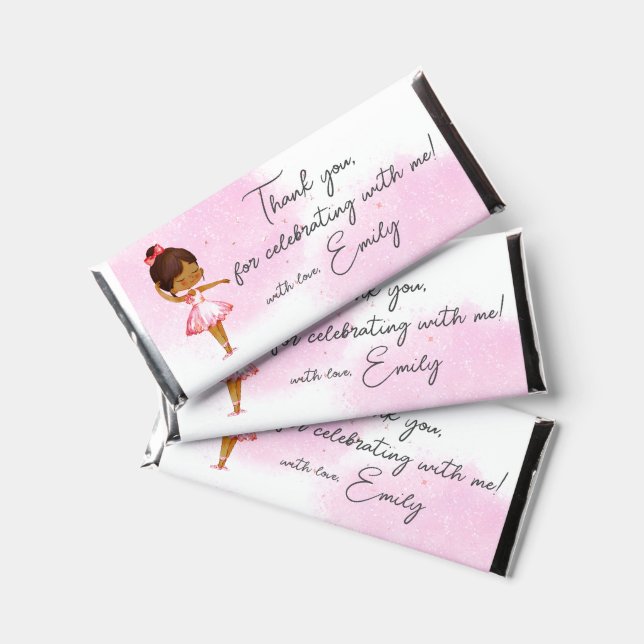 Cute Ballet Birthday Party Thank you Hershey Bar Favors (Front)
