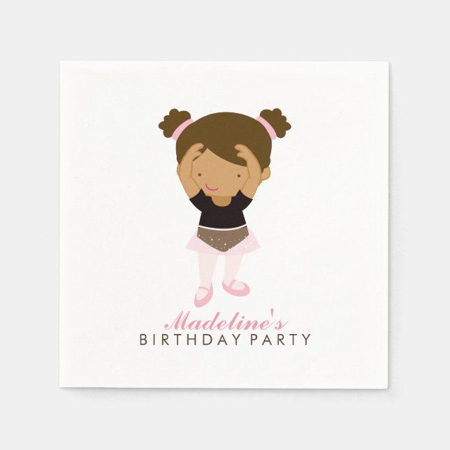 Cute Ballet Dancer Girl's Birthday Party Napkins (Front)