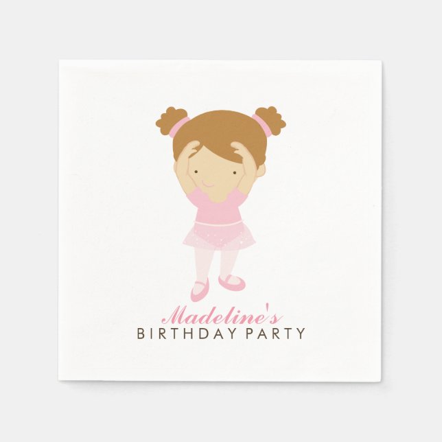 Cute Ballet Dancer Girl's Birthday Party Napkins (Front)
