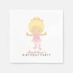 Cute Ballet Dancer Girl's Birthday Party Napkins