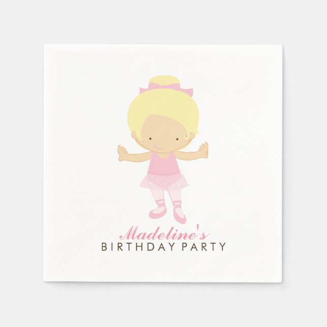 Cute Ballet Dancer Girl's Birthday Party Napkins (Front)