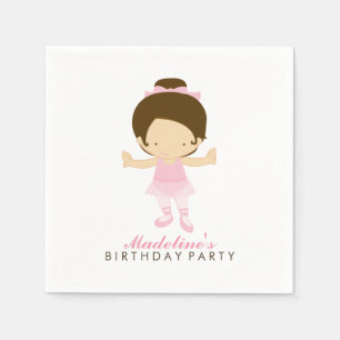 Cute Ballet Dancer Girl's Birthday Party Paper Napkins