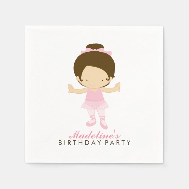 Cute Ballet Dancer Girl's Birthday Party Paper Napkins (Front)