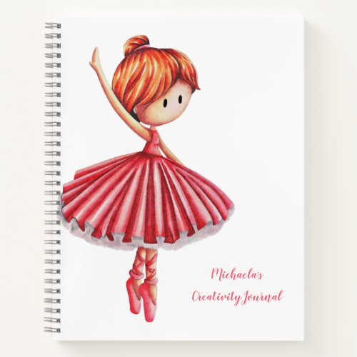 Cute Ballet Dancer in Pink Dress Personalized Notebook