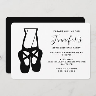 Cute Ballet Dancer Legs & Slippers Birthday Invitation