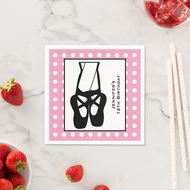 Cute Ballet Dancer Legs & Slippers Birthday Napkins (Insitu)