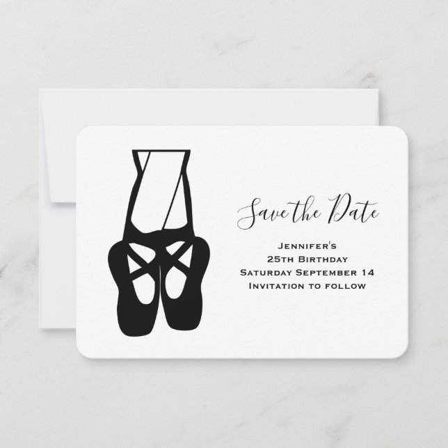 Cute Ballet Dancer Legs & Slippers Save The Date (Front)