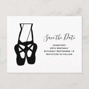 Cute Ballet Dancer Legs & Slippers Save the Date Invitation Postcard
