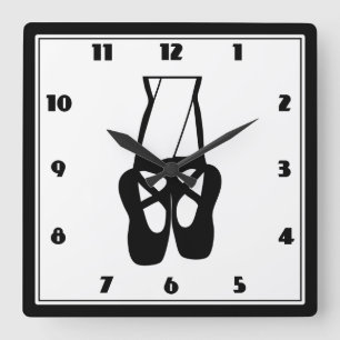 Cute Ballet Dancer Legs & Slippers Square Wall Clock