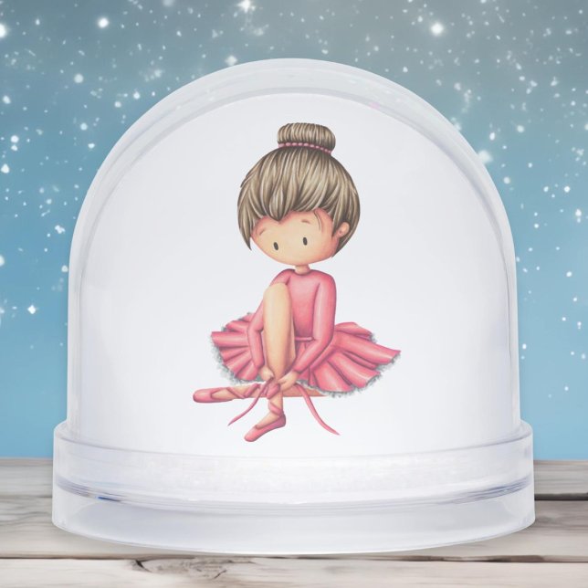 Cute Ballet Dancer Pink Tutu Snow Globe (Creator Uploaded)