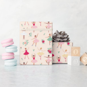 Cute Ballet Dancers Pattern Girls Wrapping Paper