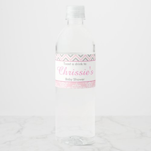 Cute Ballet Pink Baby Shower Party Water Bottle Label