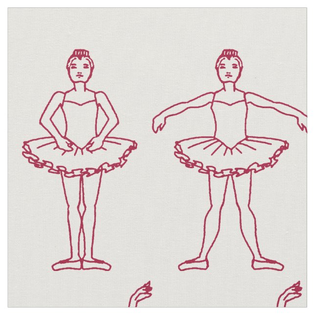 Cute Ballet Positions Pattern Fabric (Close Up)
