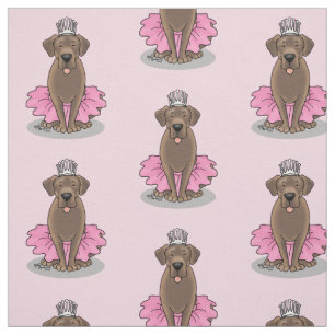 Cute Ballet Princess Chocolate Labrador Retriever Fabric