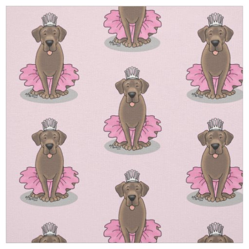 Cute Ballet Princess Chocolate Labrador Retriever Fabric