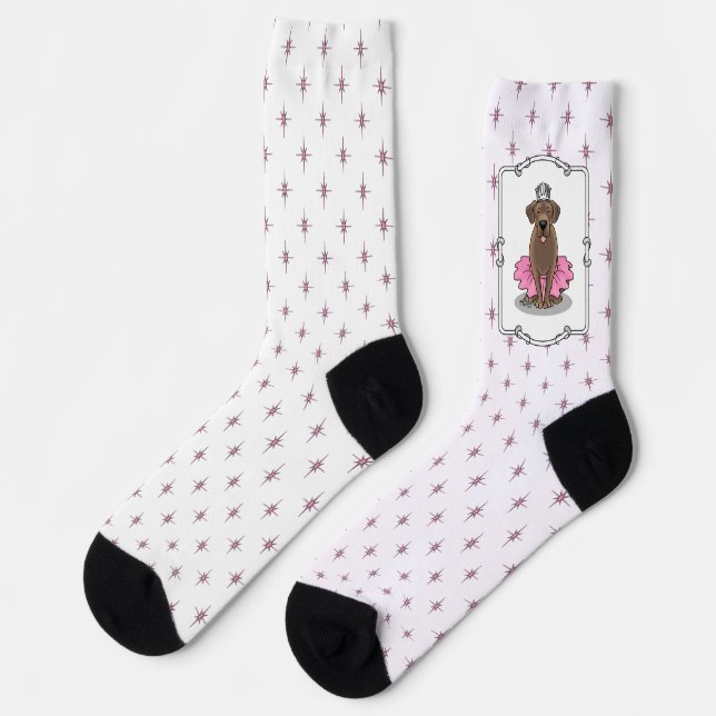 Cute Ballet Princess Chocolate Labrador Retriever Socks (Left)