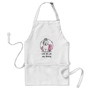 Cute Ballet Princess Old English Sheepdog Gray 1 Adult Apron