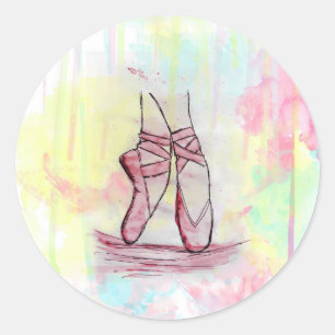 Cute Ballet shoes sketch Watercolor hand drawn Classic Round Sticker
